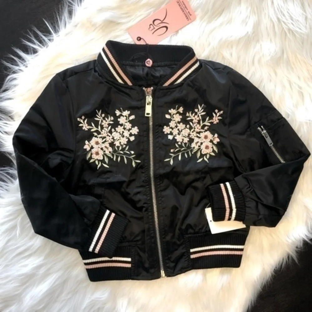 Urban Republic Floral Embroidered Bomber Jacket NWT